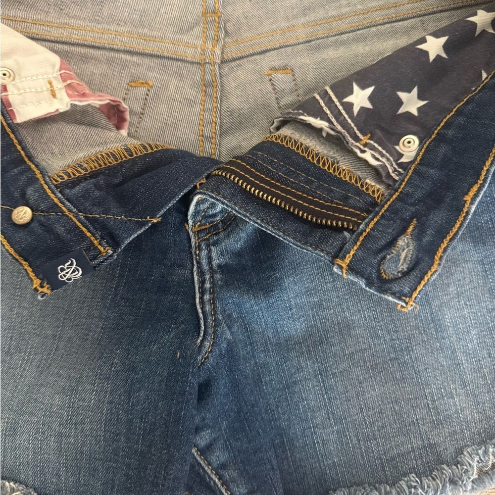 Rock & Republic Cutoff Denim Shorts American Flag Stars Size 6 - Picture 3 of 4